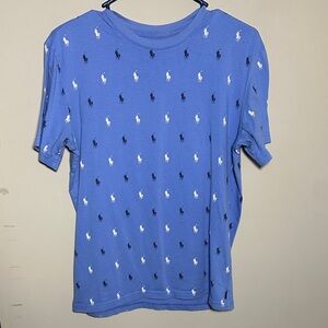 Polo by Ralph Lauren Blue Tee with all over Logo Pattern